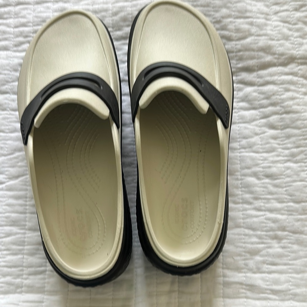 CROCS Two-Tone Black and Cream Clogs